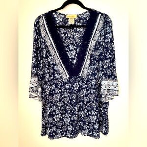 Davina Cottagecore Floral Boho Lace Romantic Blouse Beach Top Size 0X to 2X C56